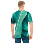 Turquoise Banana Leaf Print Men's T-Shirt