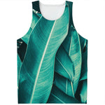Turquoise Banana Leaf Print Men's Tank Top