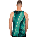 Turquoise Banana Leaf Print Men's Tank Top
