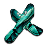 Turquoise Banana Leaf Print Muay Thai Shin Guard