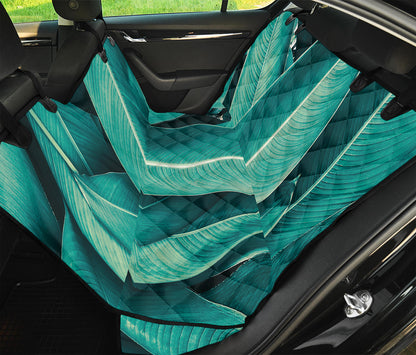 Turquoise Banana Leaf Print Pet Car Back Seat Cover