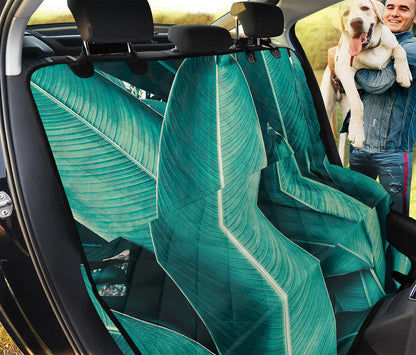 Turquoise Banana Leaf Print Pet Car Back Seat Cover