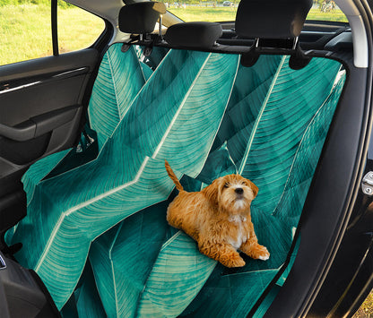 Turquoise Banana Leaf Print Pet Car Back Seat Cover