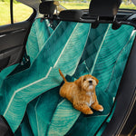 Turquoise Banana Leaf Print Pet Car Back Seat Cover