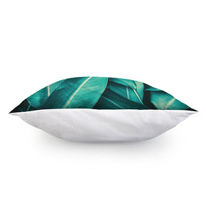 Turquoise Banana Leaf Print Pillow Cover