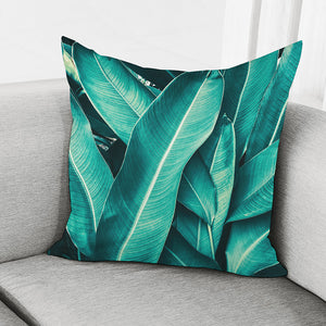 Turquoise Banana Leaf Print Pillow Cover