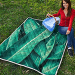 Turquoise Banana Leaf Print Quilt