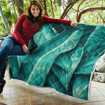 Turquoise Banana Leaf Print Quilt