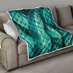 Turquoise Banana Leaf Print Quilt