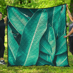 Turquoise Banana Leaf Print Quilt