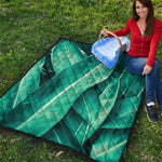 Turquoise Banana Leaf Print Quilt