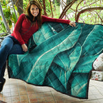 Turquoise Banana Leaf Print Quilt