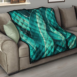 Turquoise Banana Leaf Print Quilt