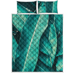 Turquoise Banana Leaf Print Quilt Bed Set
