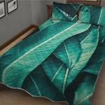 Turquoise Banana Leaf Print Quilt Bed Set