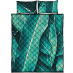 Turquoise Banana Leaf Print Quilt Bed Set