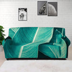 Turquoise Banana Leaf Print Sofa Cover