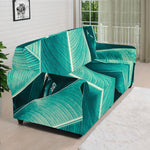 Turquoise Banana Leaf Print Sofa Cover