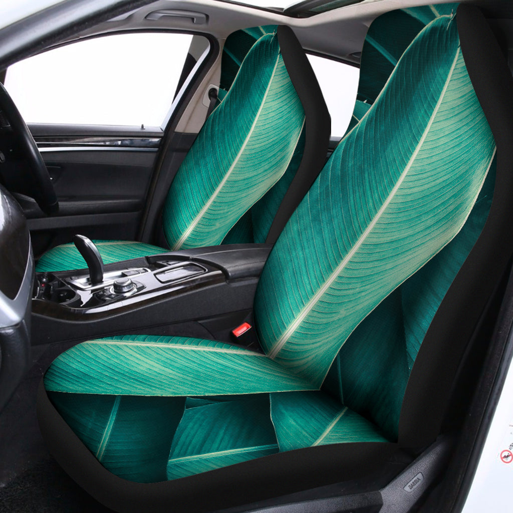 Turquoise Banana Leaf Print Universal Fit Car Seat Covers
