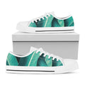 Turquoise Banana Leaf Print White Low Top Sneakers