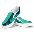 Turquoise Banana Leaf Print White Slip On Sneakers