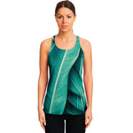 Turquoise Banana Leaf Print Women's Racerback Tank Top