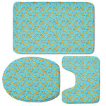 Turquoise Banana Pattern Print 3 Piece Bath Mat Set