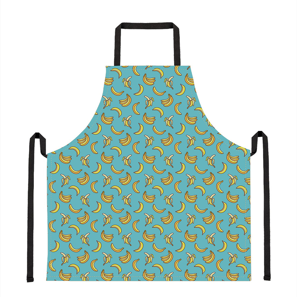 Turquoise Banana Pattern Print Apron