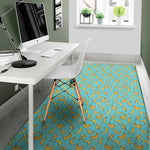 Turquoise Banana Pattern Print Area Rug
