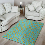 Turquoise Banana Pattern Print Area Rug