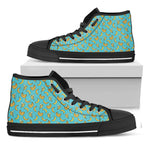 Turquoise Banana Pattern Print Black High Top Shoes