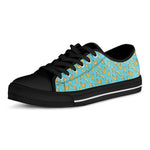 Turquoise Banana Pattern Print Black Low Top Shoes
