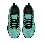 Turquoise Banana Pattern Print Black Sneakers