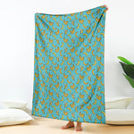 Turquoise Banana Pattern Print Blanket
