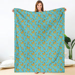 Turquoise Banana Pattern Print Blanket