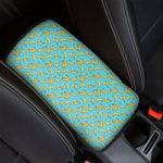 Turquoise Banana Pattern Print Car Center Console Cover