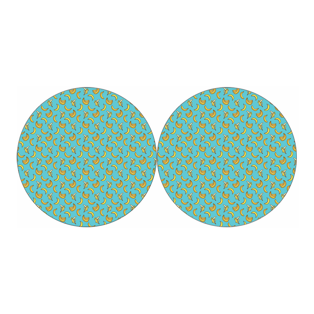 Turquoise Banana Pattern Print Car Coasters