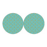Turquoise Banana Pattern Print Car Coasters