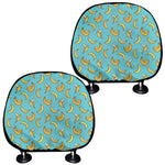 Turquoise Banana Pattern Print Car Headrest Covers