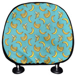 Turquoise Banana Pattern Print Car Headrest Covers