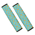 Turquoise Banana Pattern Print Car Seat Belt Covers