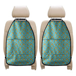 Turquoise Banana Pattern Print Car Seat Organizers