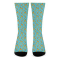 Turquoise Banana Pattern Print Crew Socks