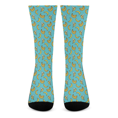 Turquoise Banana Pattern Print Crew Socks