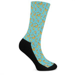 Turquoise Banana Pattern Print Crew Socks