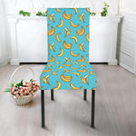 Turquoise Banana Pattern Print Dining Chair Slipcover