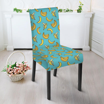 Turquoise Banana Pattern Print Dining Chair Slipcover