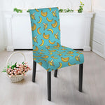 Turquoise Banana Pattern Print Dining Chair Slipcover
