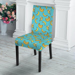 Turquoise Banana Pattern Print Dining Chair Slipcover