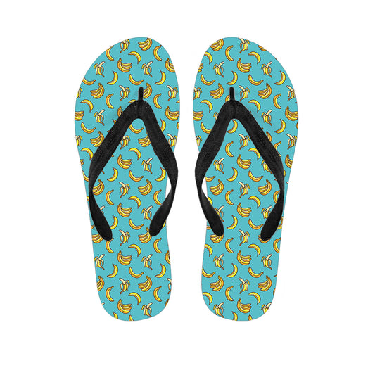 Turquoise Banana Pattern Print Flip Flops